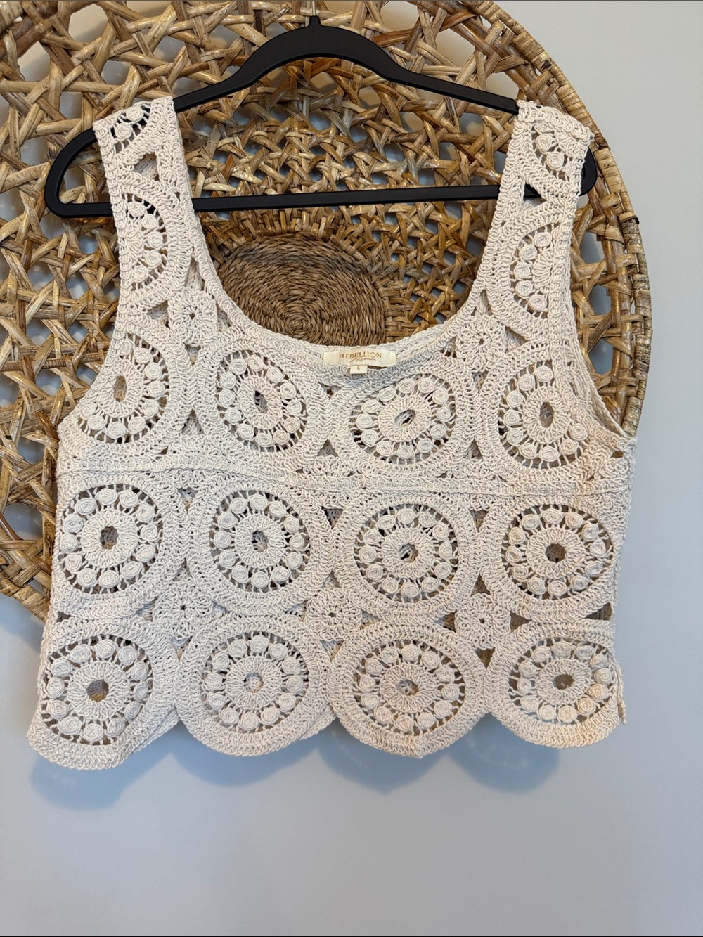 Rebellion Crochet Tank Top — Cream - Picture 8 of 8